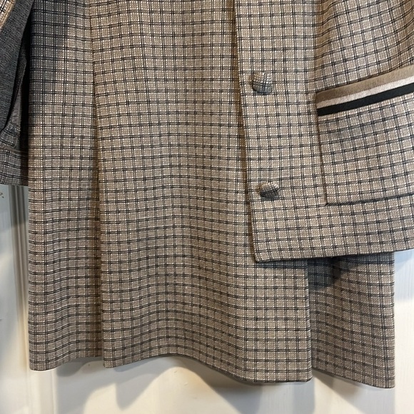 Vintage 1950s/1960s Women’s Battelstein’s Tan Checkered Wool Knit Suit Set - Picture 7 of 10